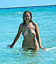 sharon in the sea